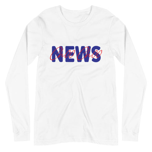 Ch00 Ch00 NEWS Logo Red/Blue on White Unisex Long Sleeve Tee