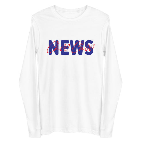 Ch00 Ch00 NEWS Logo Red/Blue on White Unisex Long Sleeve Tee