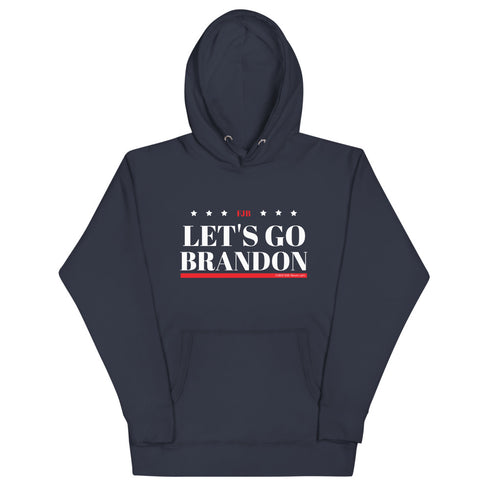 LETS'S GO BRANDON FJB White Unisex Navy Hoodie (Premium)