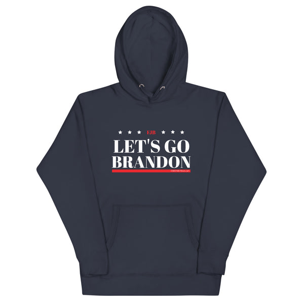 LETS'S GO BRANDON FJB White Unisex Navy Hoodie (Premium)