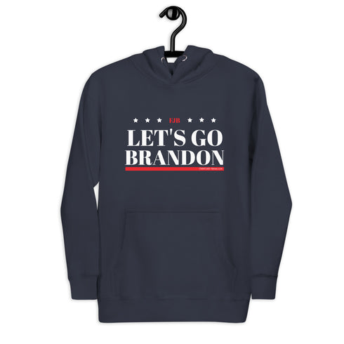 LETS'S GO BRANDON FJB White Unisex Navy Hoodie (Premium)