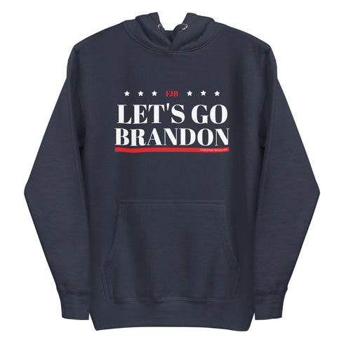 LETS'S GO BRANDON FJB White Unisex Navy Hoodie (Premium)