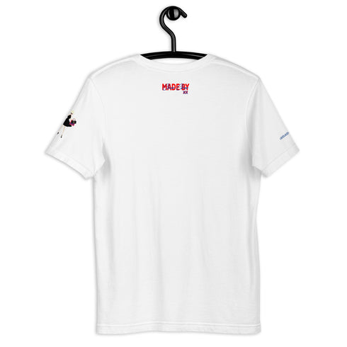 TRUMP WON deal with it CCLogo, Back Label, URL Sleeve White Mens Short Sleeve T-Shirt