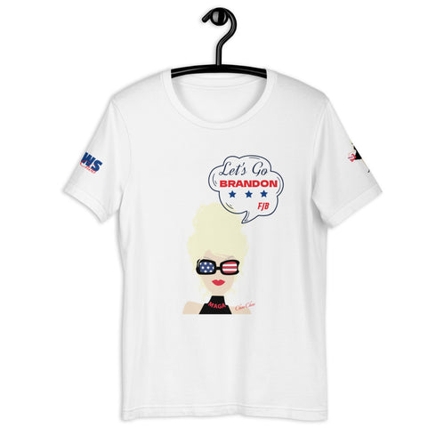 Choo Logo Let's Go Brandon Blue Stars FJB White Short-Sleeve Unisex T-Shirt
