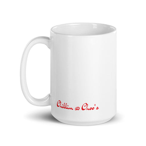 Choo Logo Ch00licious Chillin @ Choo's White Glossy Mug 15ox