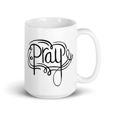 Script/Scroll Pray Chillin @ Choo's 15oz White Glossy Mug