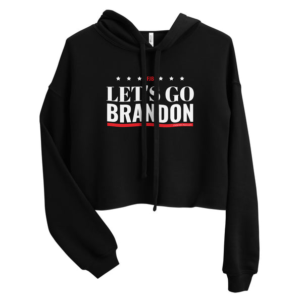 LET'S GO BRANDON White FJB Red Crop Black Hoodie