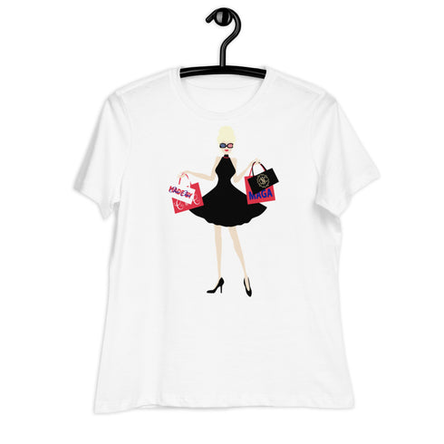 Choo Choo Shopping MBCC Back Label White Women's Relaxed T-Shirt